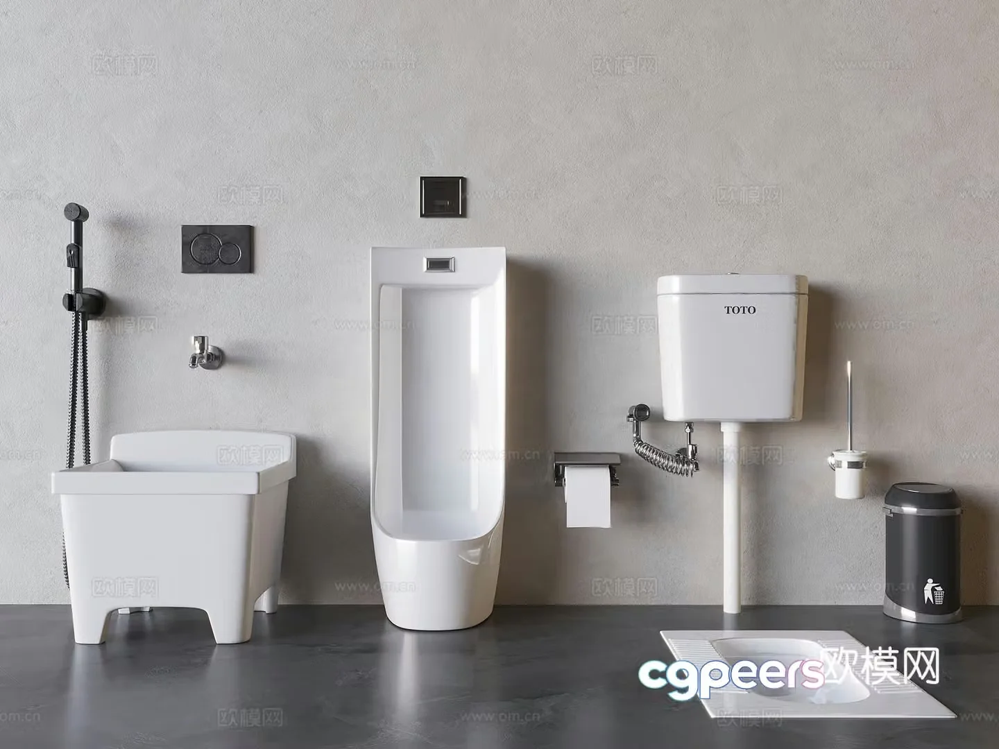 Water storage squat toilet toilet urinal urinal mop pool 3d model