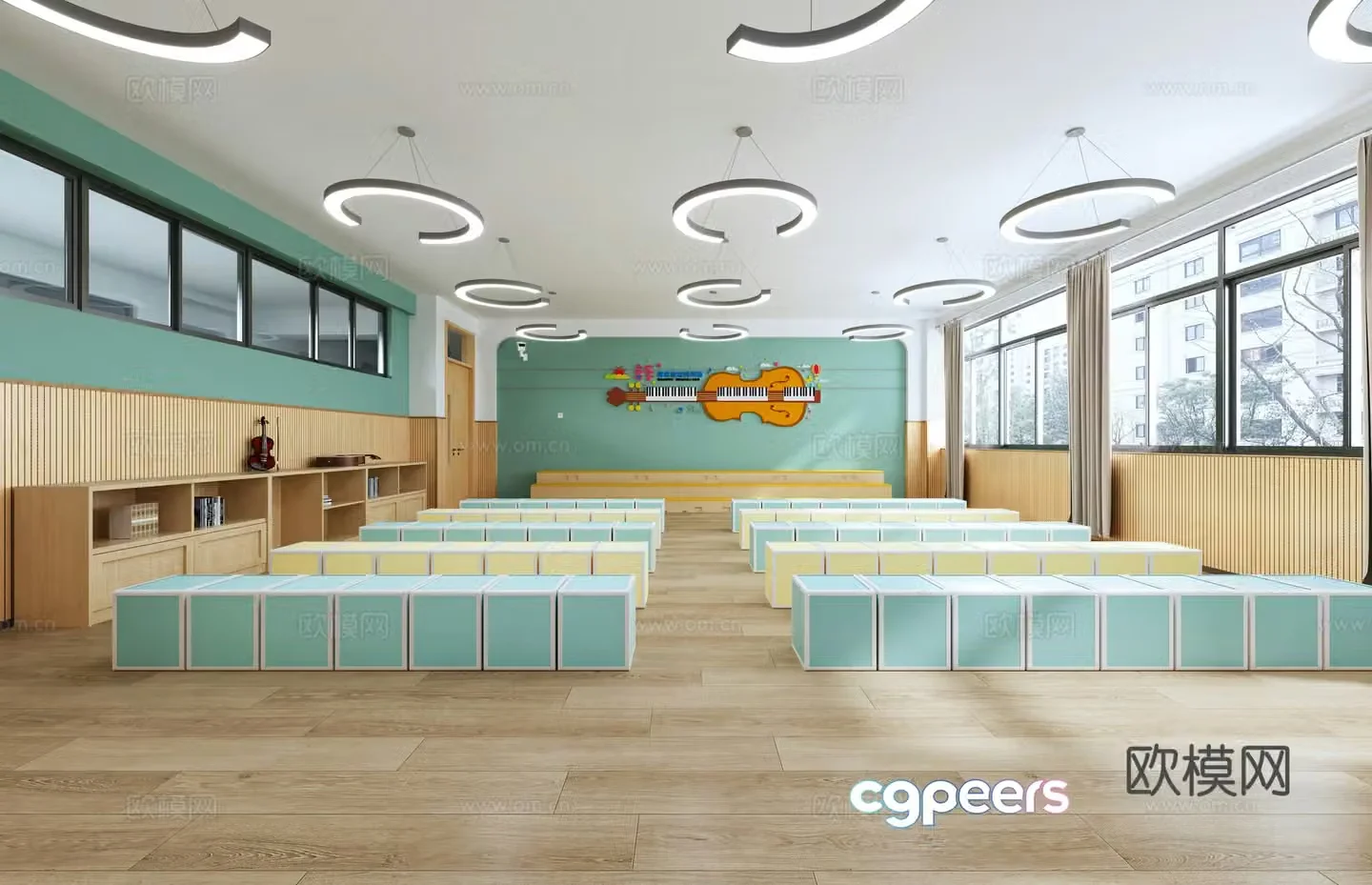 Music classroom Primary and secondary school dance classroom Classroom Music equipment 3D model