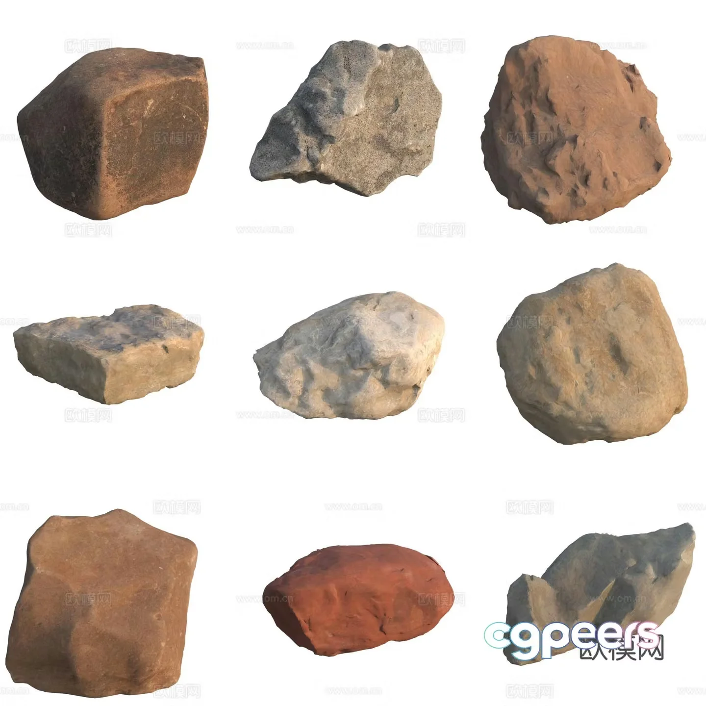 Sandstone stone pile big stone big stone 3d model