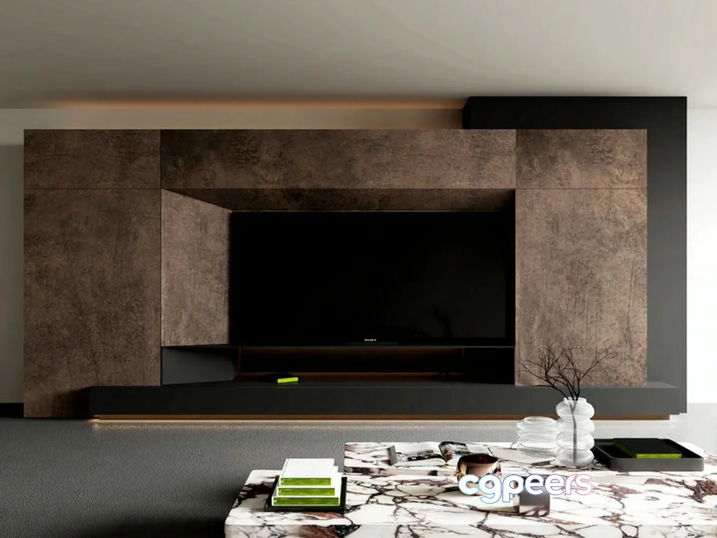 Modern Entertainment Center 3D Model – 4876 – VRAY Render