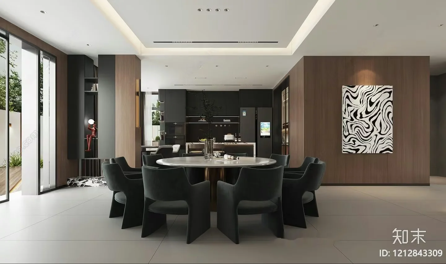 A Modern Dining Room 3D Model – 17461 – VRAY Render