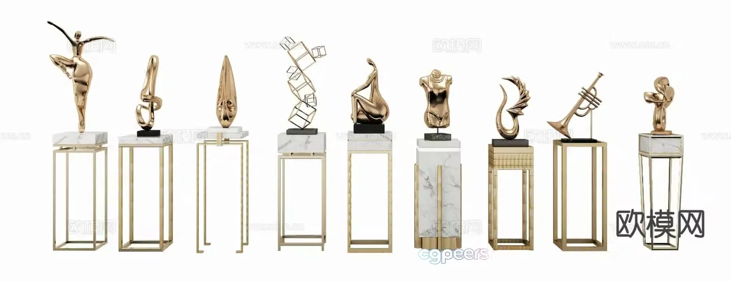 Light luxury sculpture humanoid ornaments 3D model