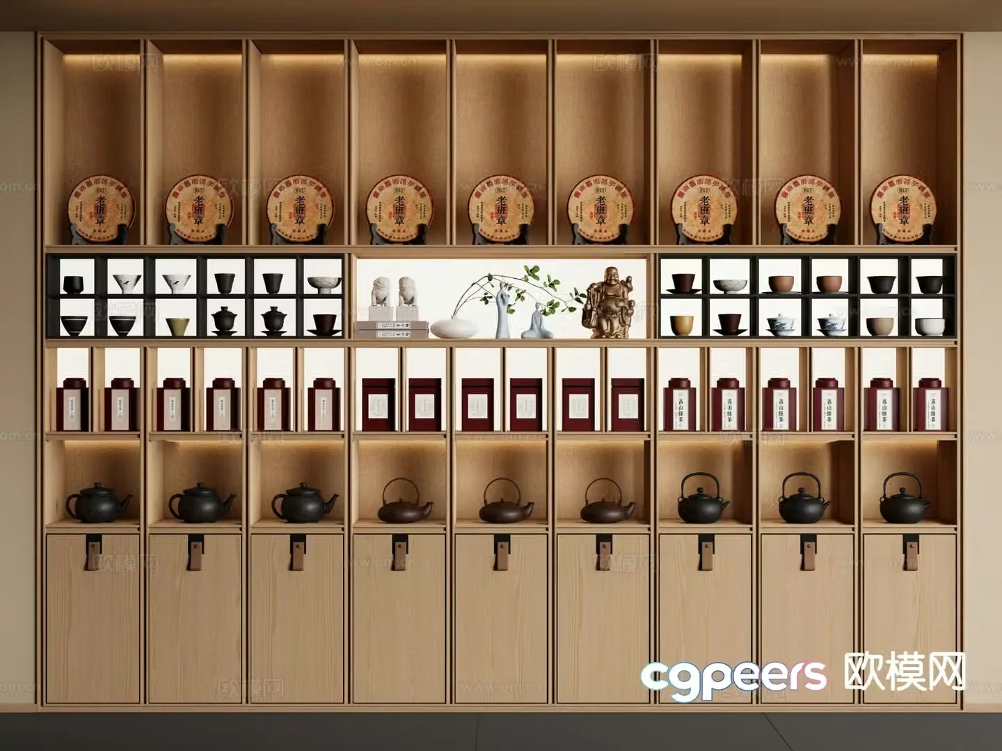 New Chinese style tea cabinet tea display cabinet 3d model