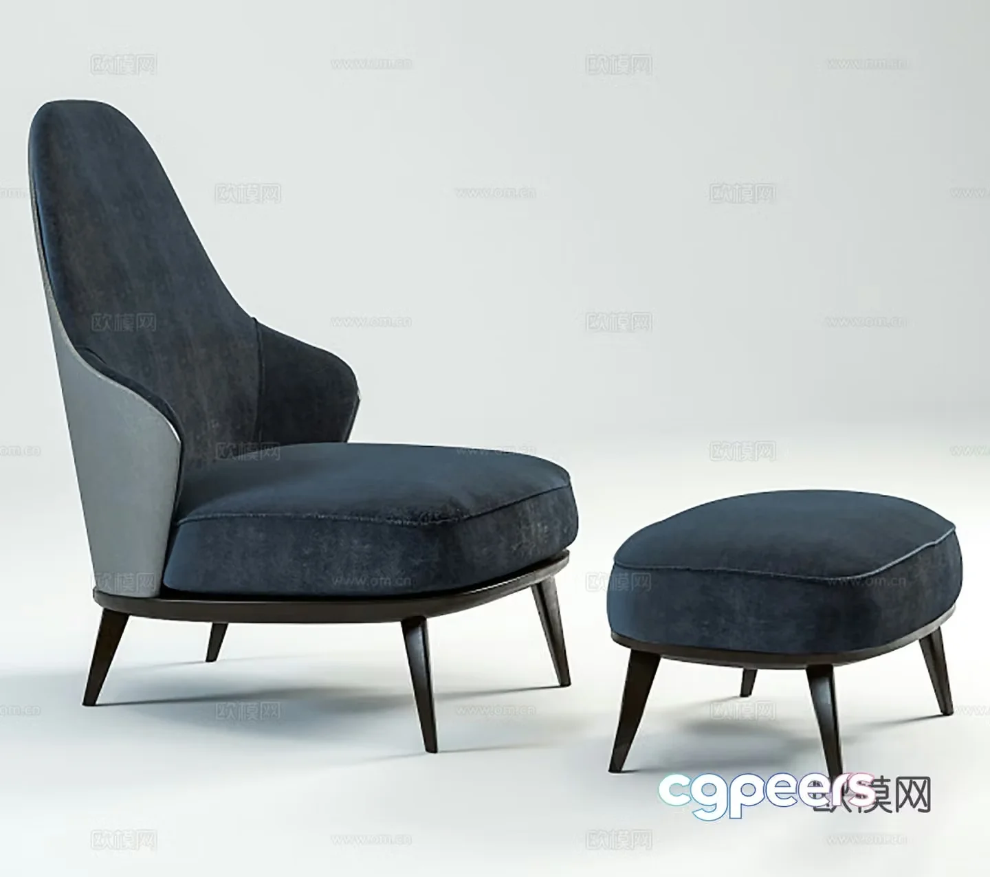 Modern casual chair cloth chair pedal 3d model