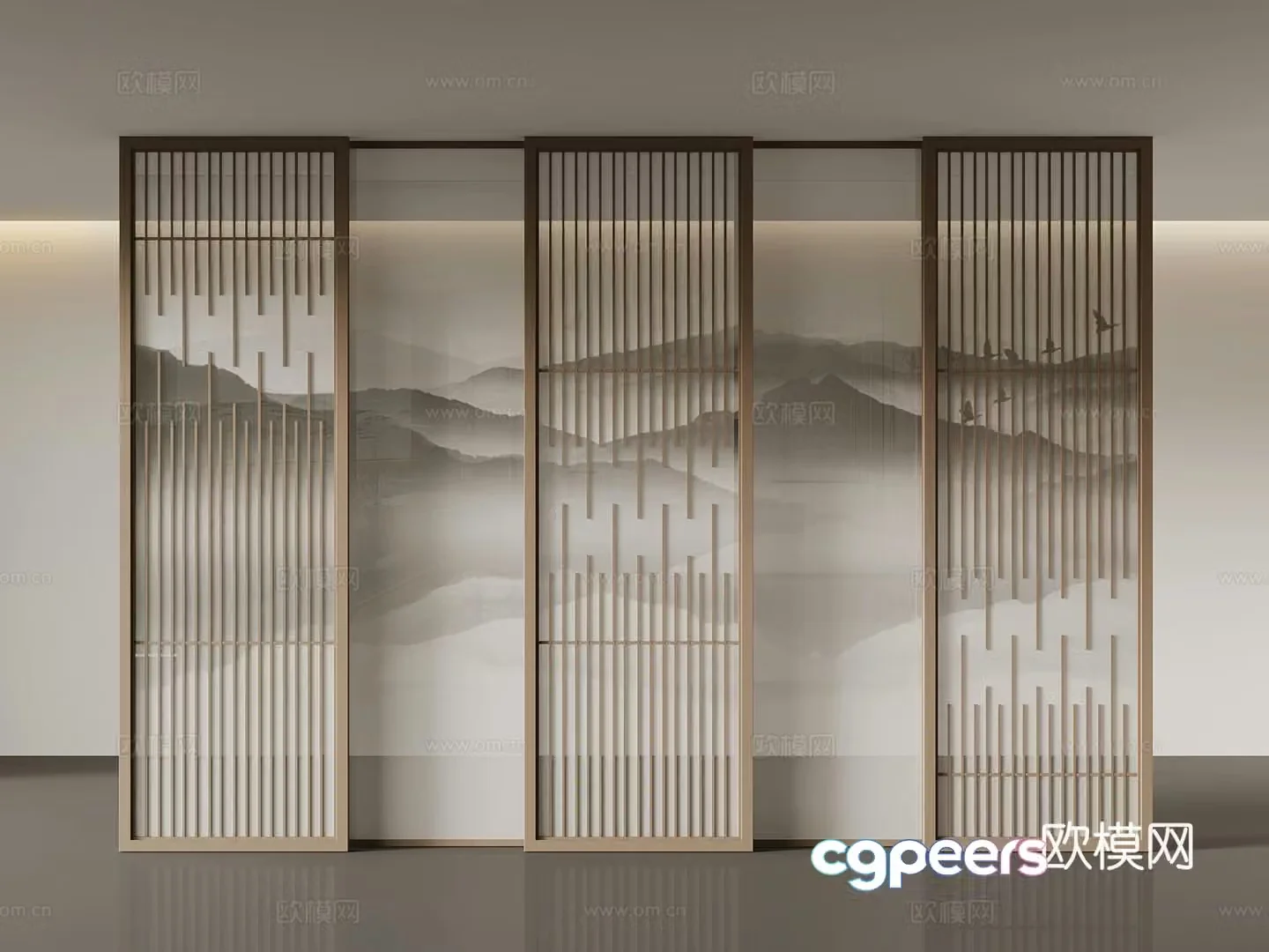 New Chinese-style screen partition 3D model