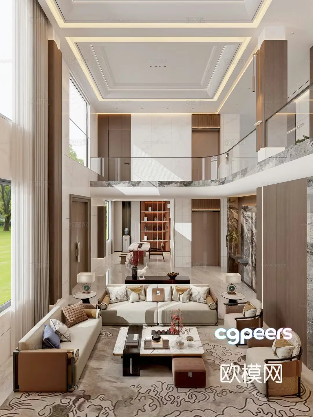 New Chinese style living and dining room 3D model