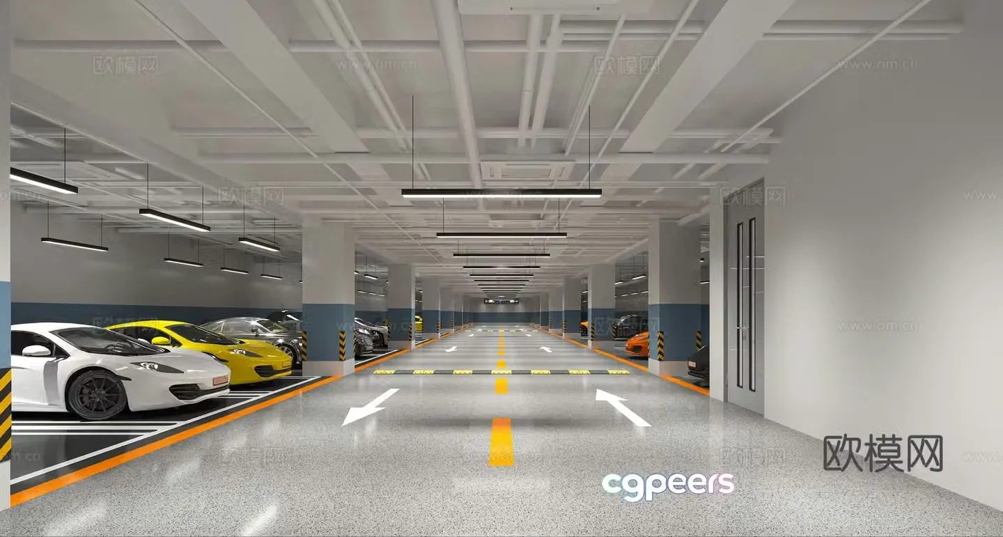 Modern underground garage 3d model