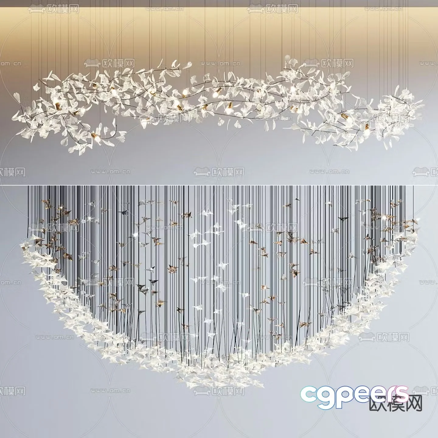 Decorative lamp crystal chandelier lobby chandelier 3d model