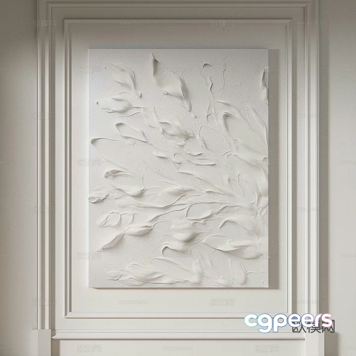 Modern simple texture abstract light luxury wasabi three-dimensional decorative painting 3d model