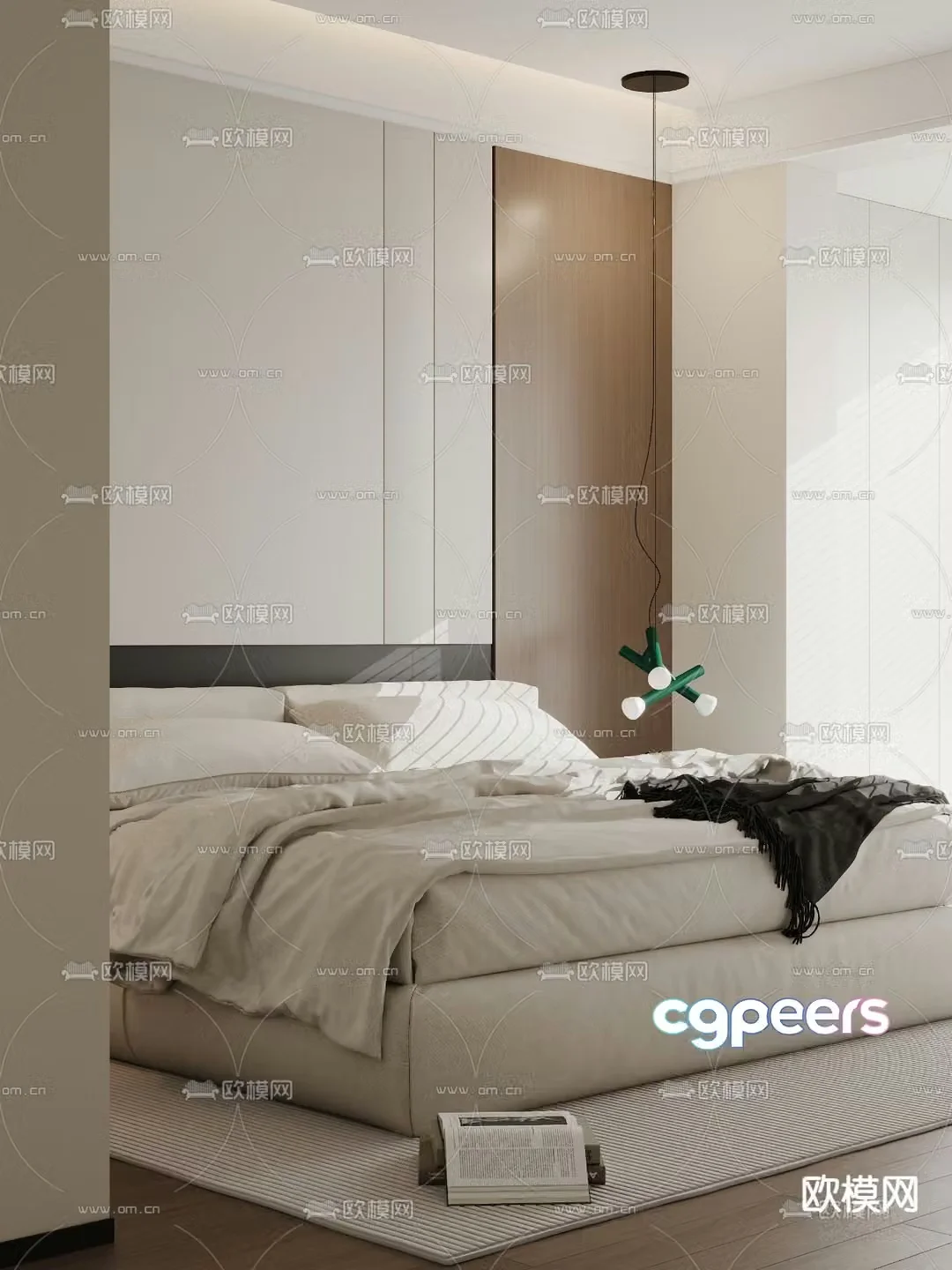 Modern double bed 3d model