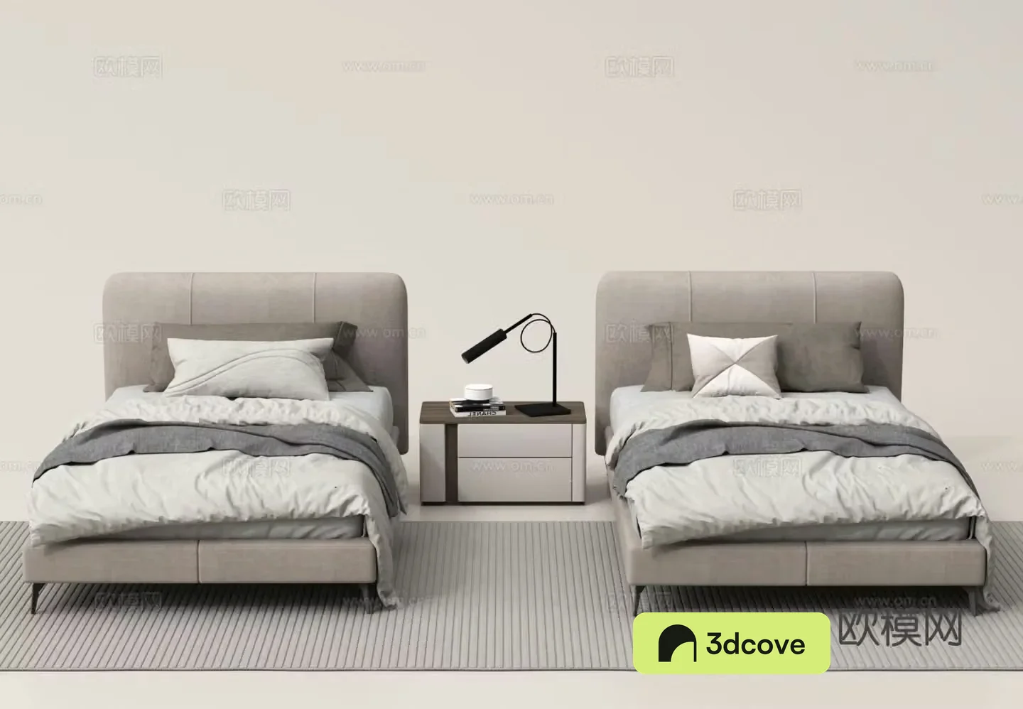 Single bed hotel standard bed bedside table