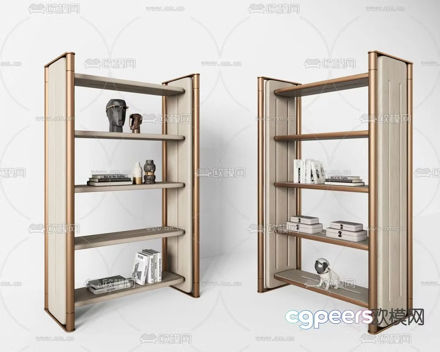 Minotti Milotti modern light luxury bookshelf decorative shelf 3D model