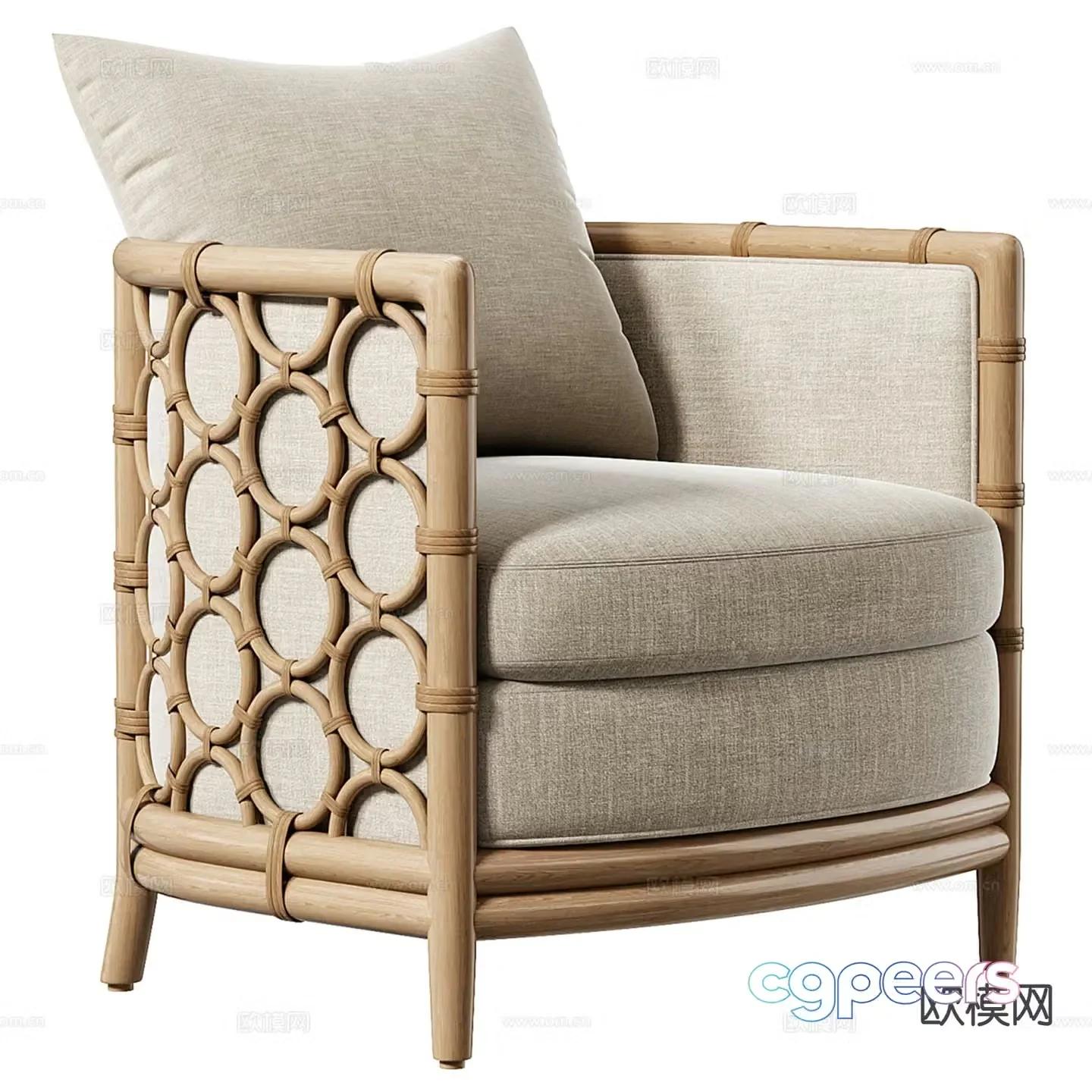 Log style single sofa 3d model