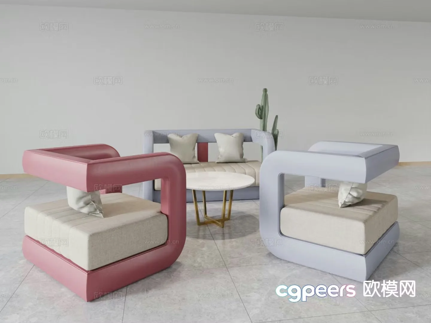 Negotiation Sofa Modular Sofa Lobby Sofa 3D Model
