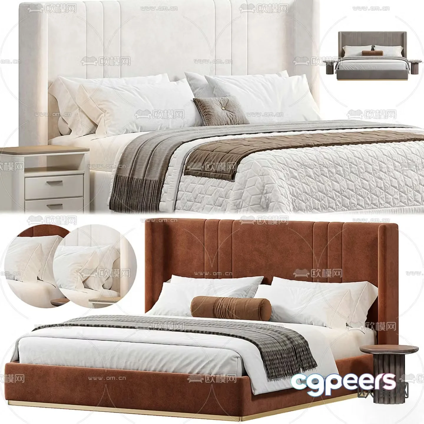 Modern double bed 3d model