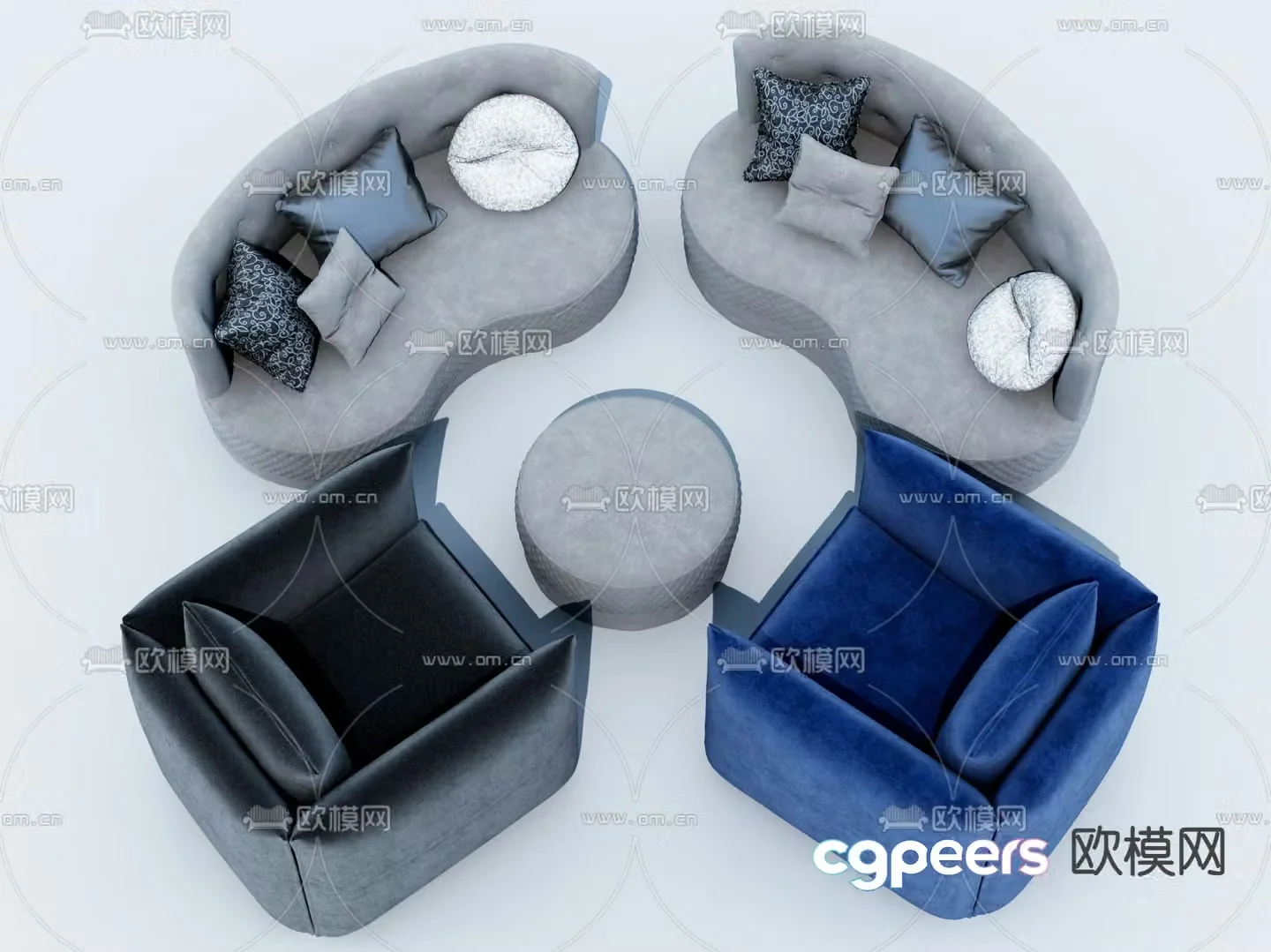Negotiating Sofa Lobby Sofa 3D Model