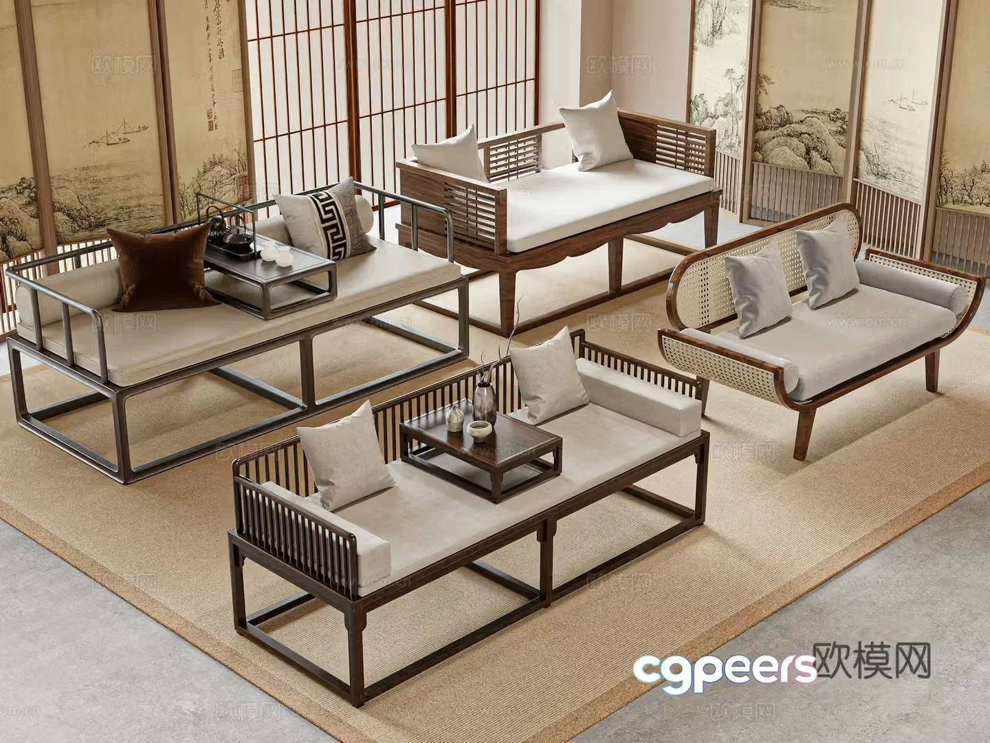 New Chinese Arhat Bed 3D Model
