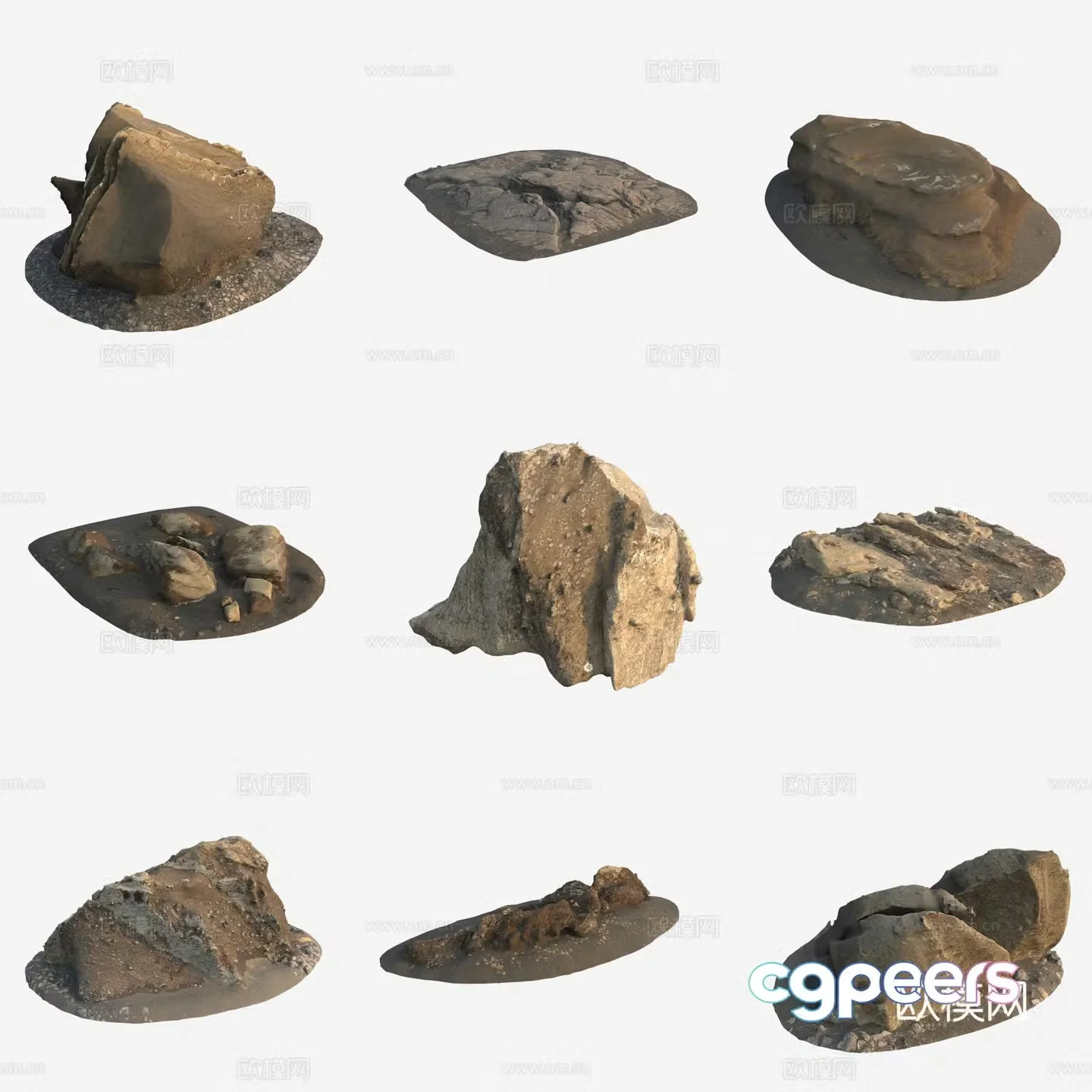 Rock volcanic stone big stone boulder 3d model
