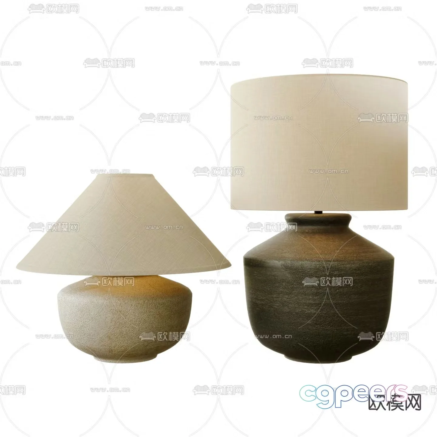 Wabi-sabi clay pot table lamp 3d model
