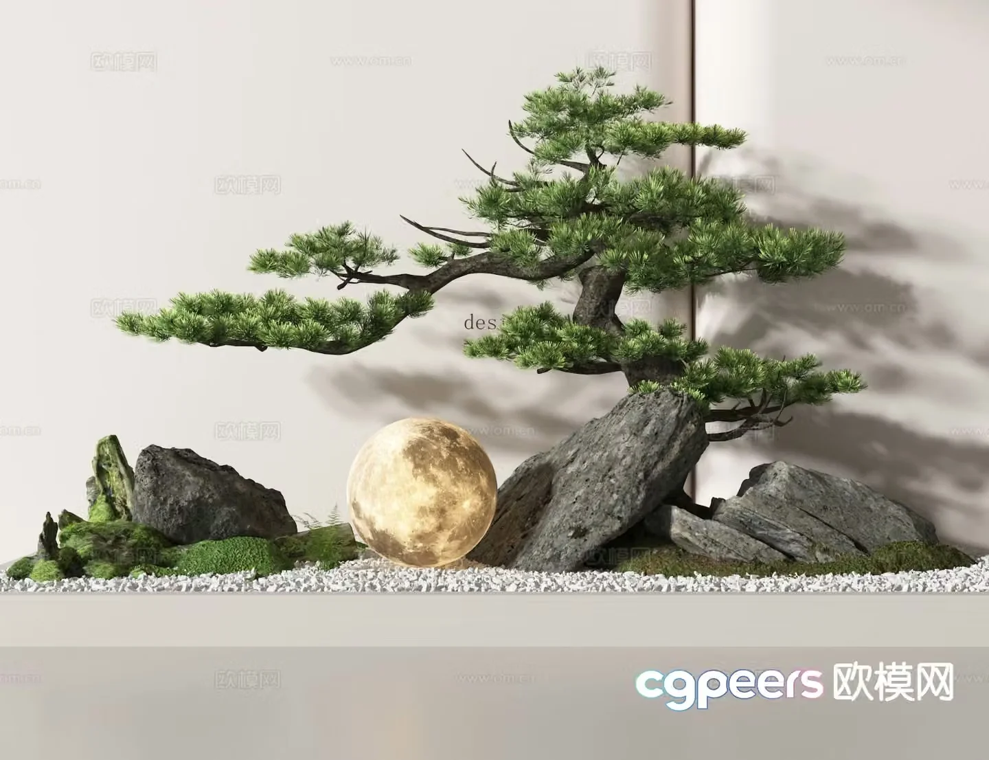Landscaping welcome pine sketch stone landscaping 3D model