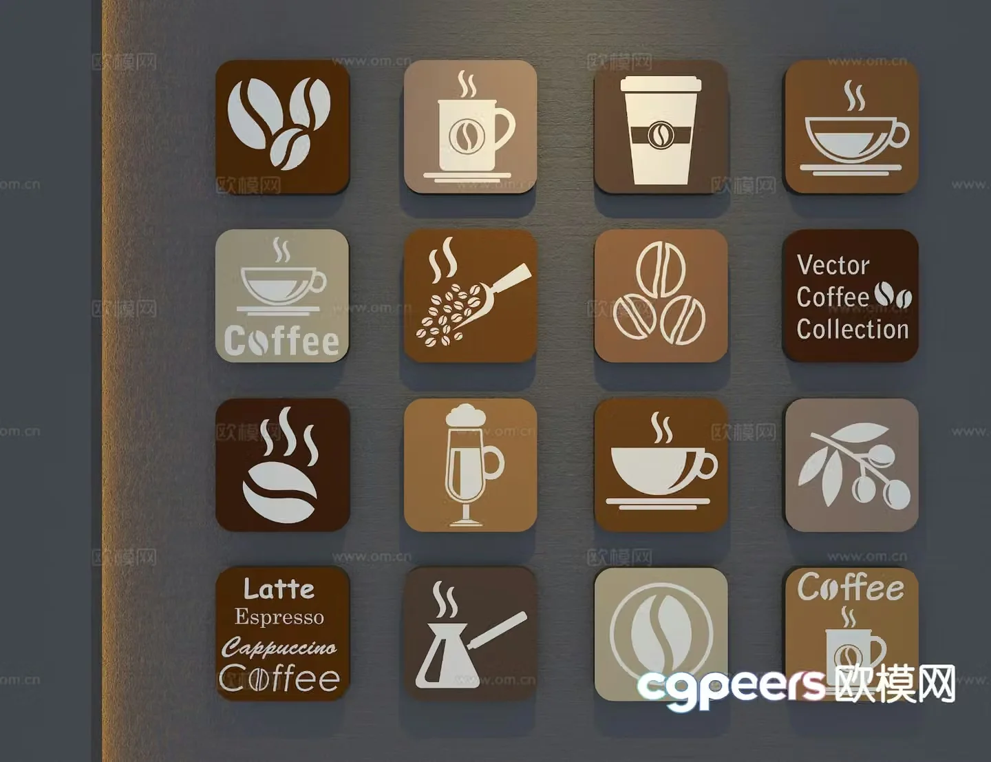 Coffee shop image wall signage house number 3d model