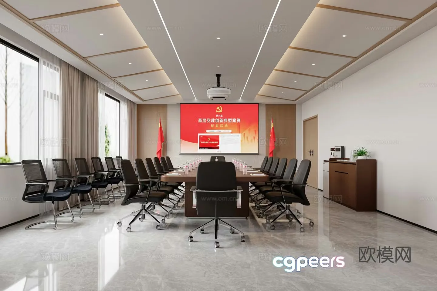 Modern community party and mass conference room 3d model