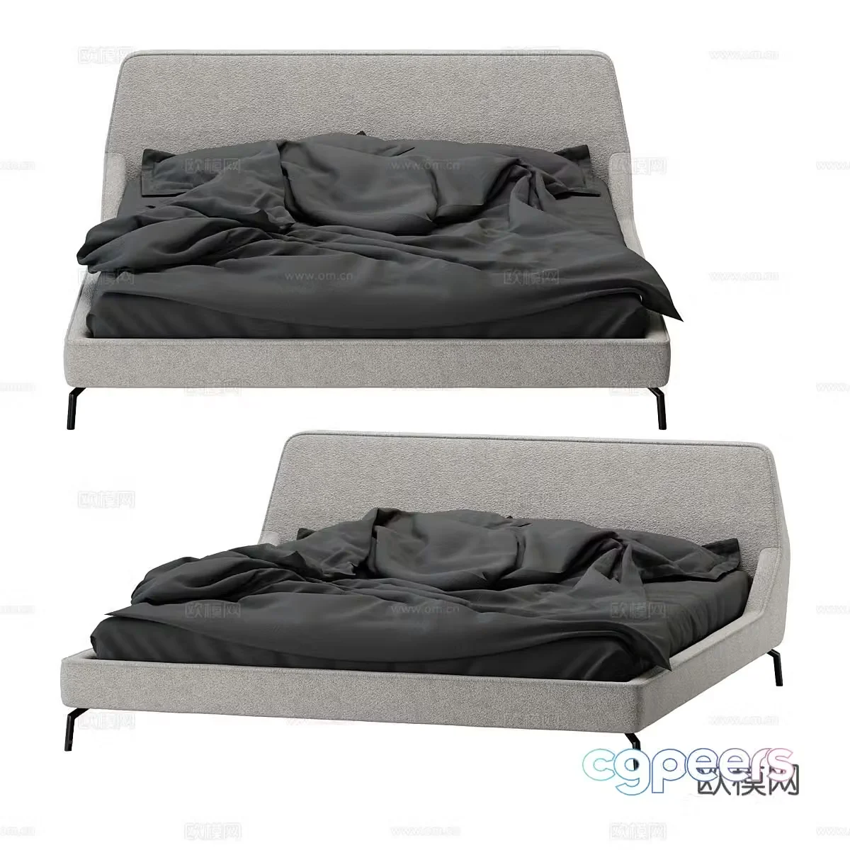 Modern double bed 3d model