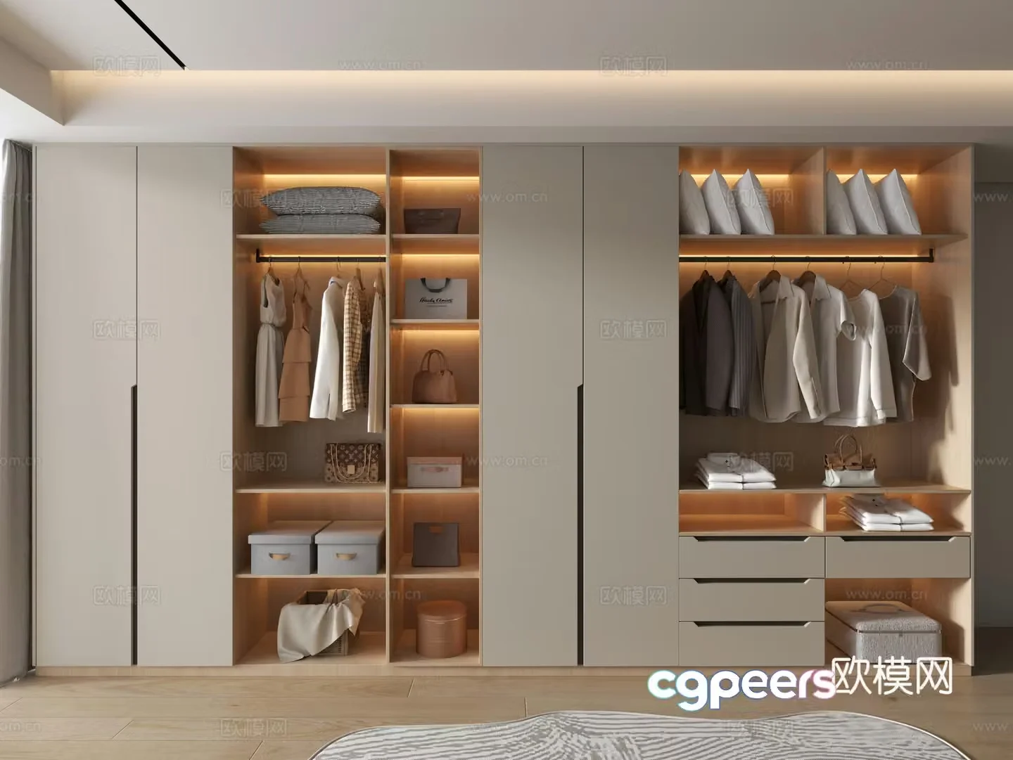modern wardrobe open wardrobe 3d model