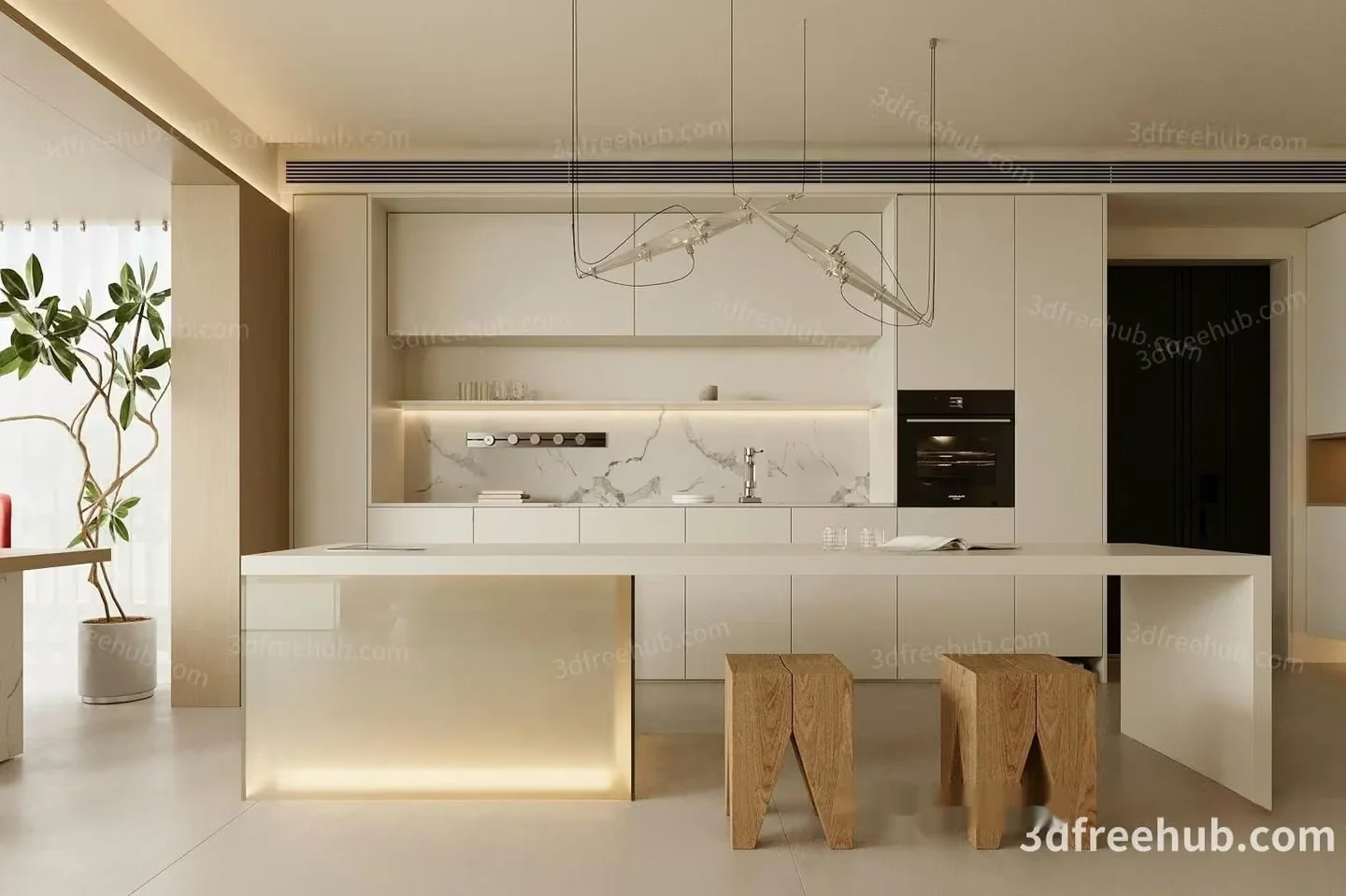 Modern Kitchen 3D Model – 20863 – VRAY Render