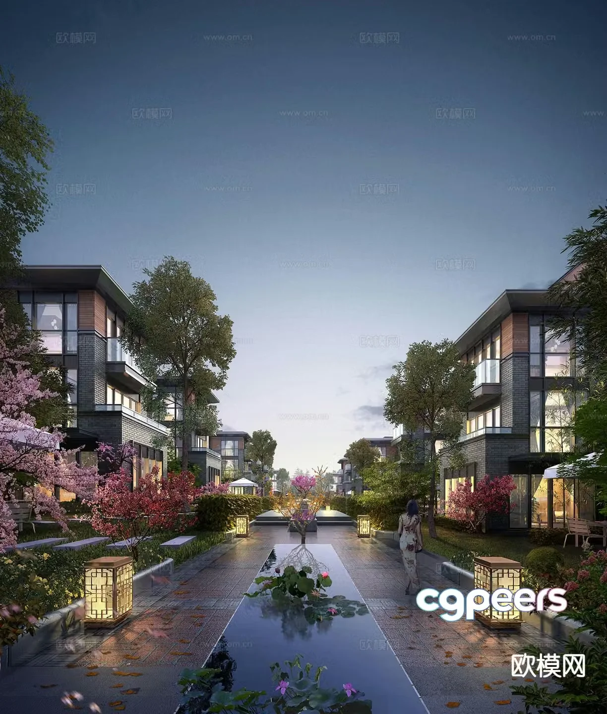 Modern community landscape villa area landscape 3D model