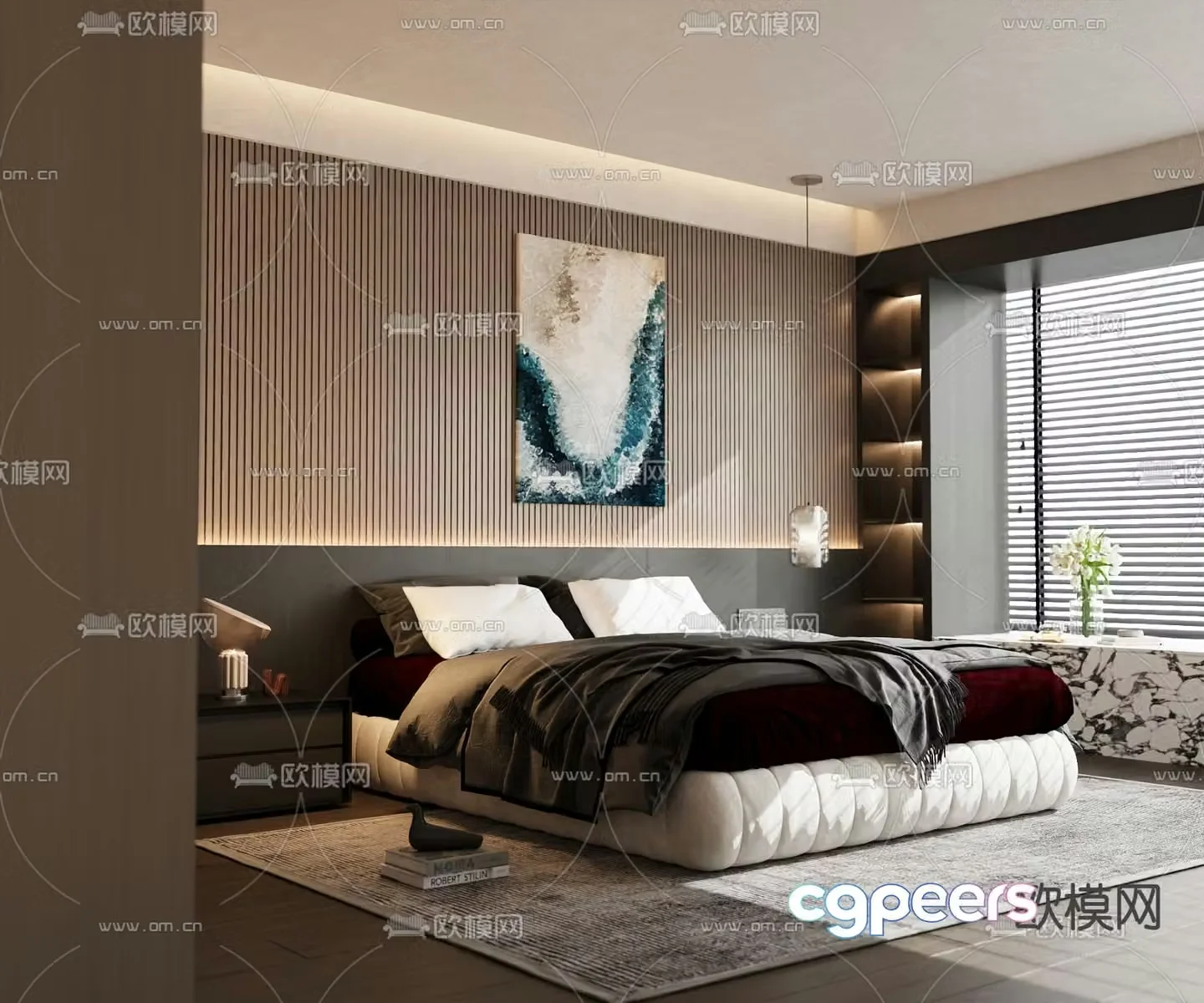 Italian double bed 3d model