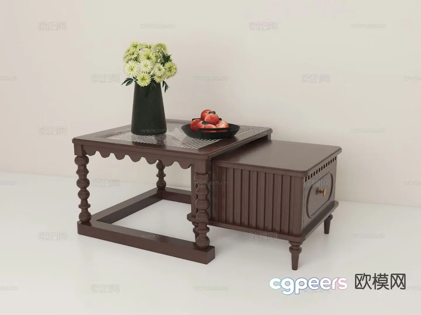 Medieval style coffee table mother-in-law coffee table 3d model