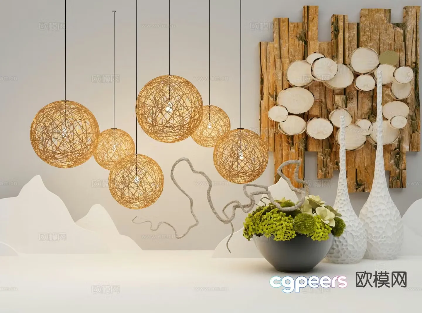 New Chinese style chandelier 3d model