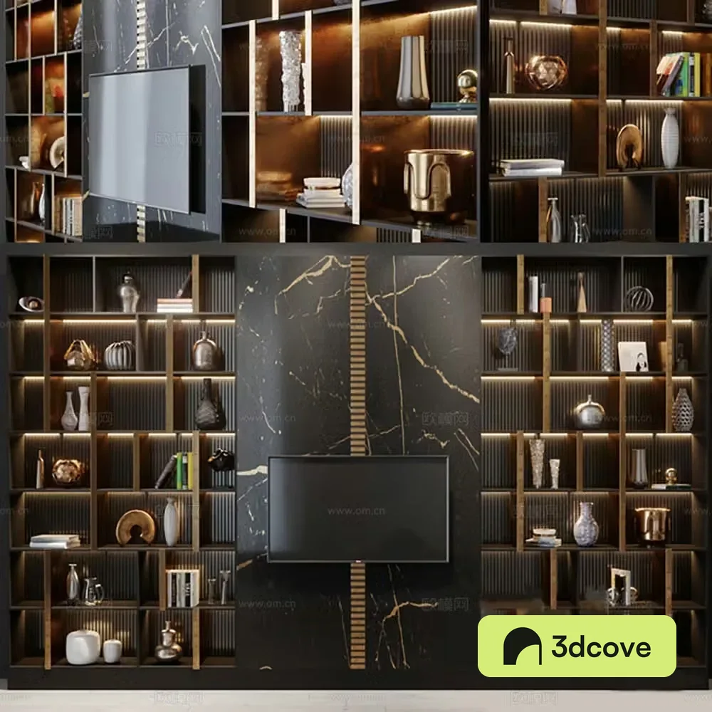 TV cabinet full wall TV cabinet bookcase