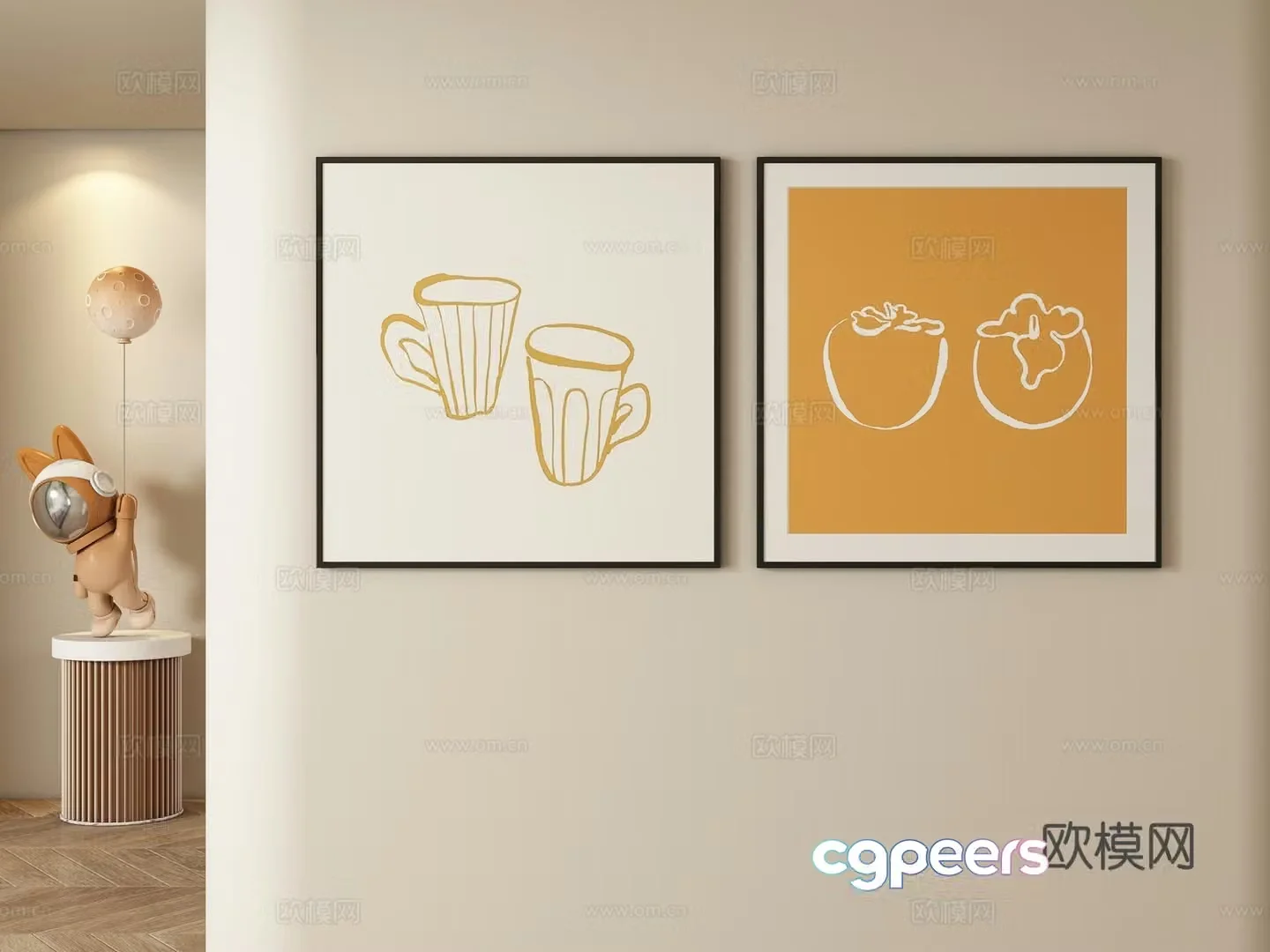 Modern decorative painting hanging painting 3d model