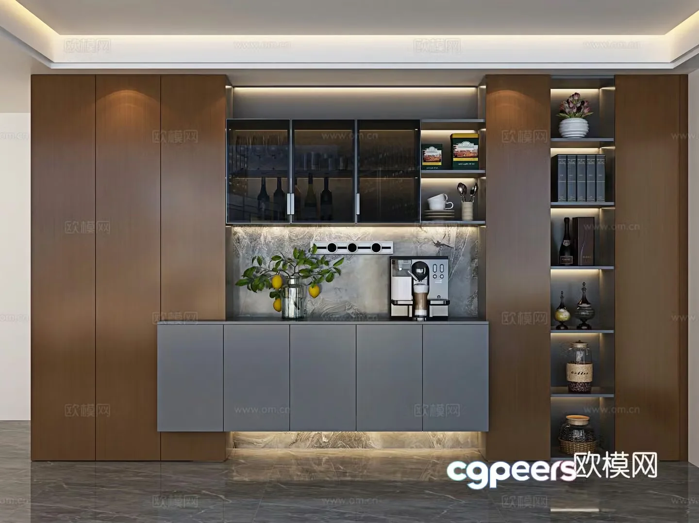 Italian sideboard wine cabinet 3d model