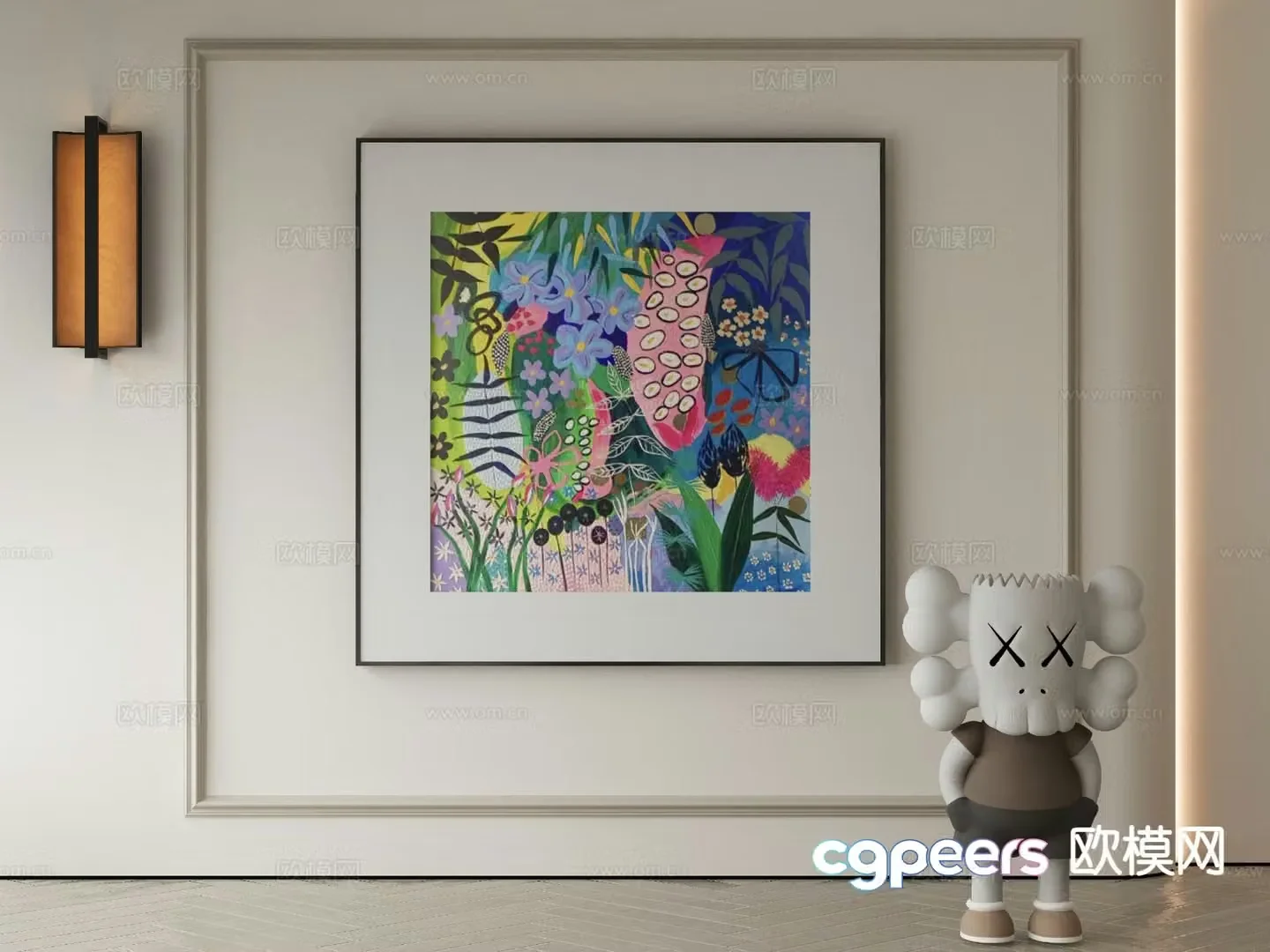 Modern decorative painting abstract cartoon painting 3d model