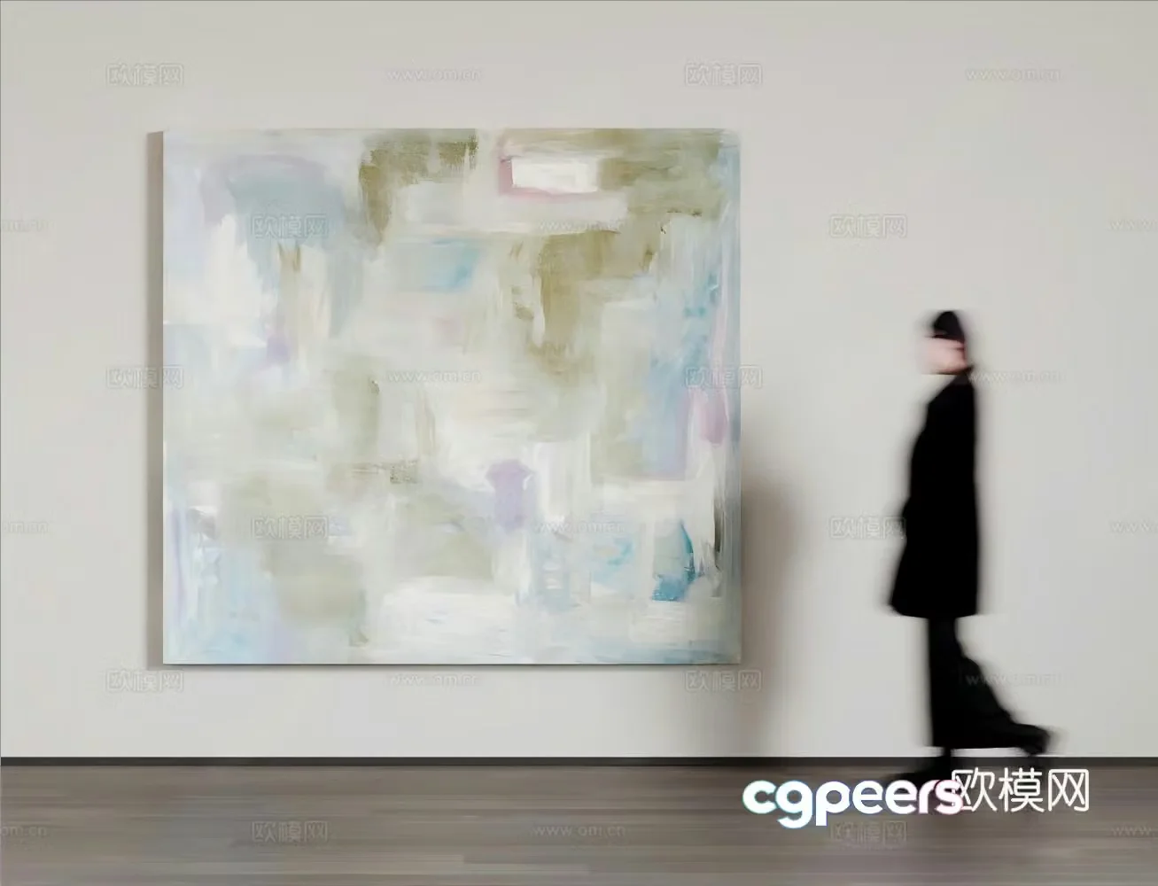 Modern art hanging painting oil painting photo frame woman 3d model