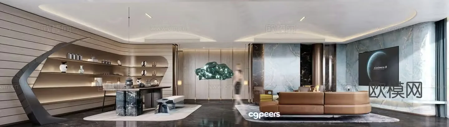 Modern villa living room 3d model