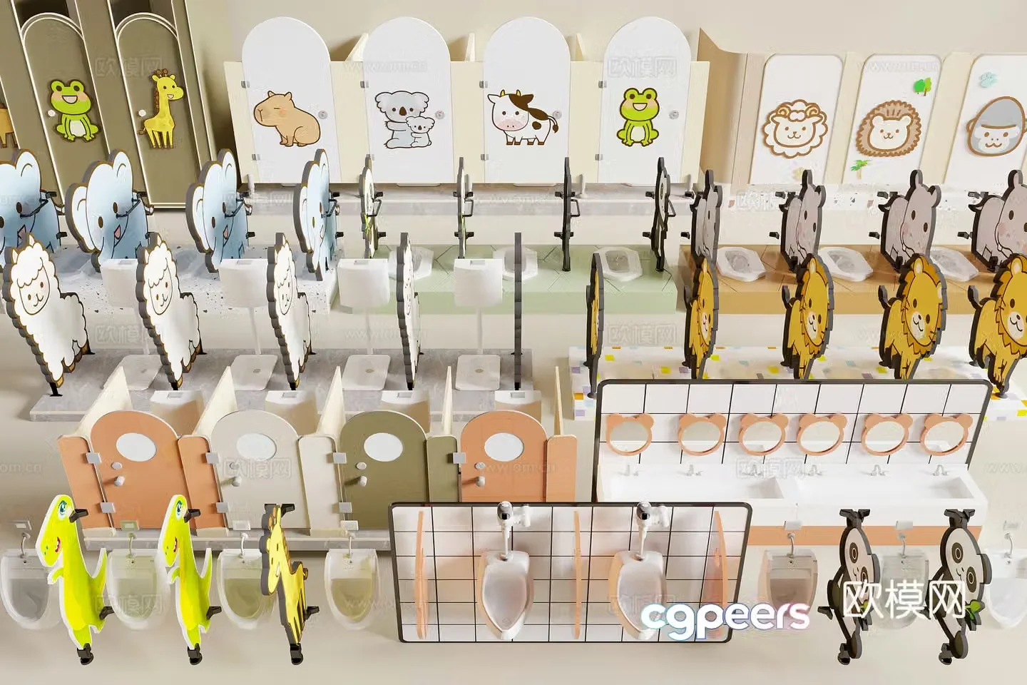 Modern children’s bathroom 3d model