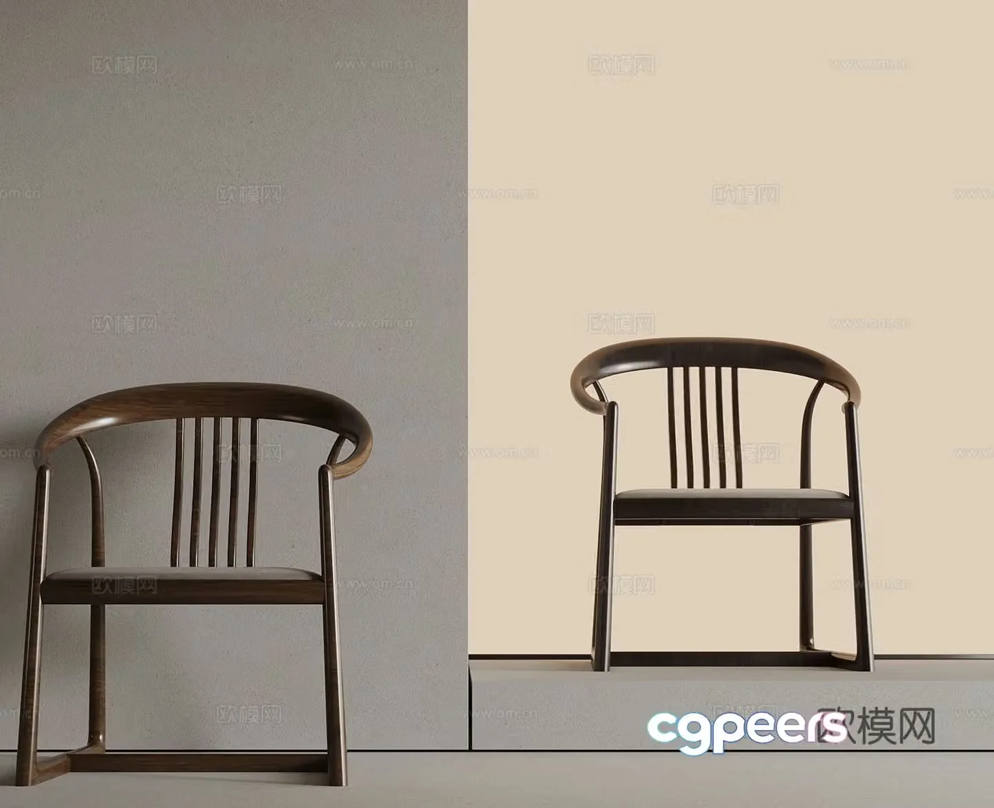 New Chinese style leisure chair armchair chair 3d model