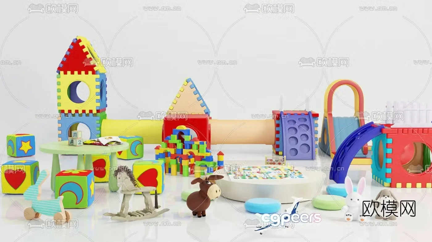 Modern children’s table and chair toys 3d model