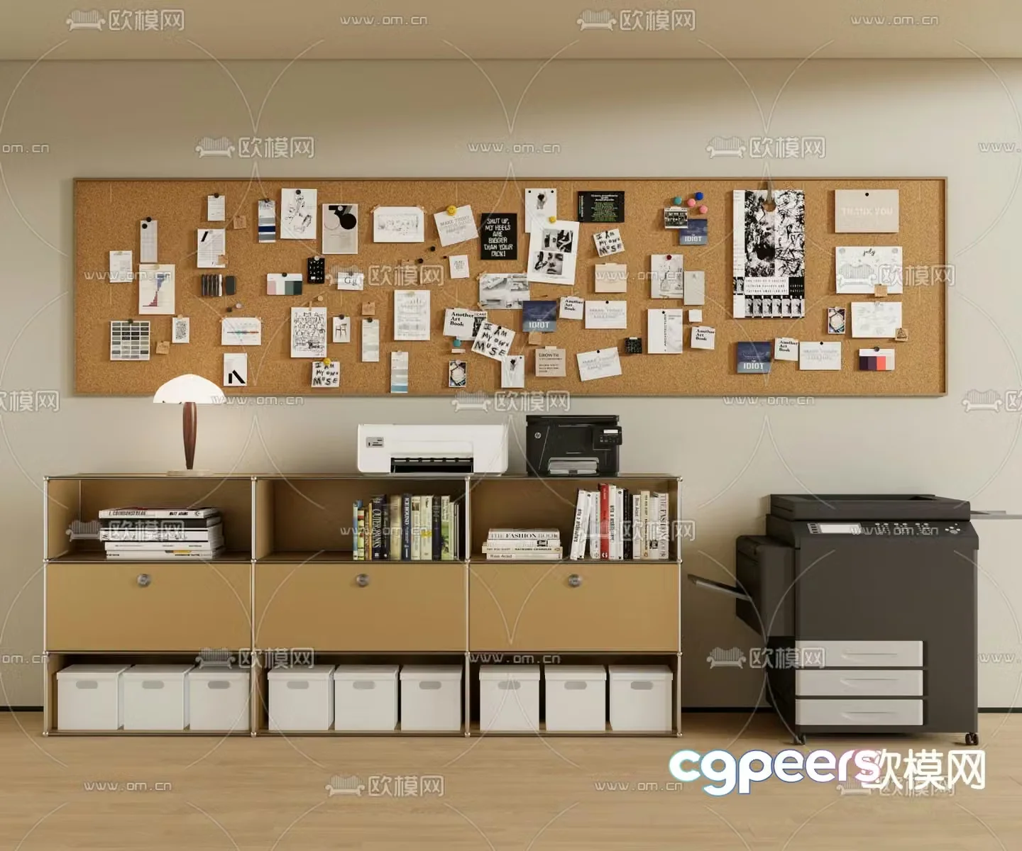 File cabinet printer office supplies 3d model