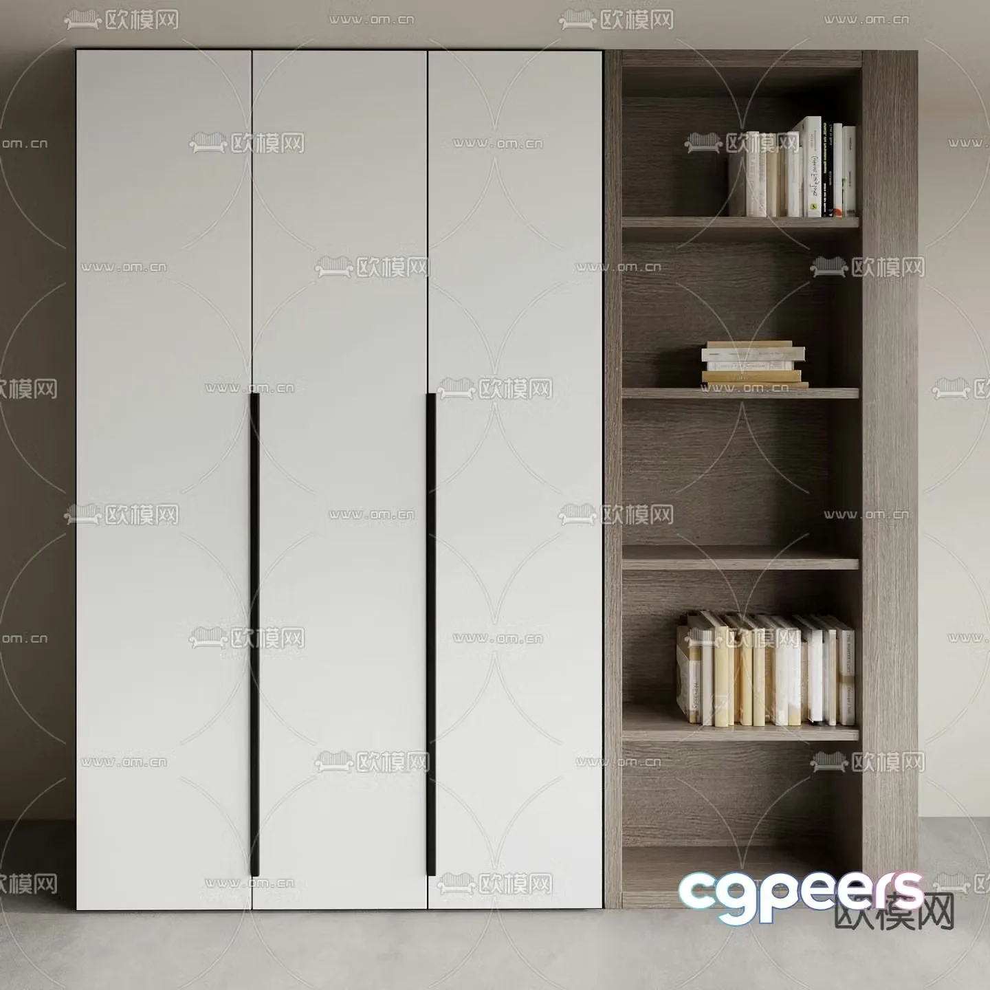 Modern solid wood wardrobe 3d model