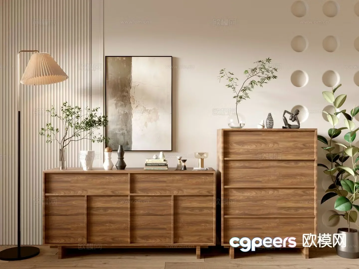 Wabi-sabi side cabinet entrance cabinet 3D model