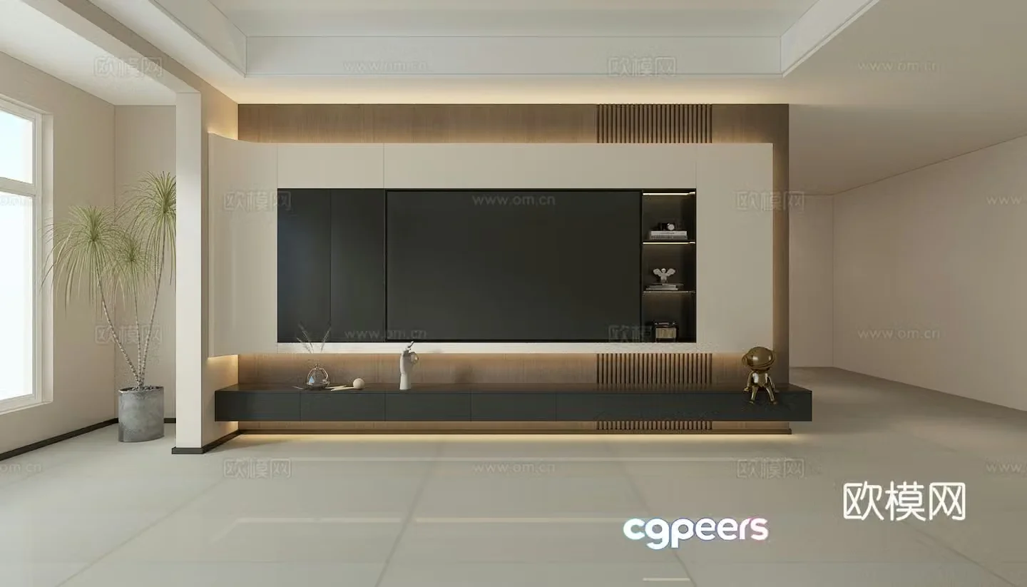 Modern TV background wall 3d model