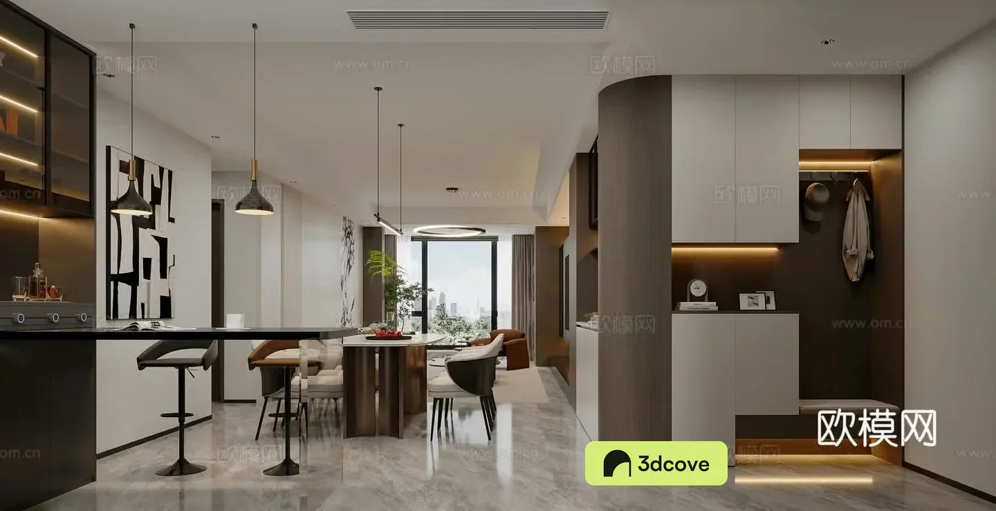 Modern restaurant Dining table Bar Wine cabinet Shoe cabinet Light luxury restaurant Modern living restaurant Simple
