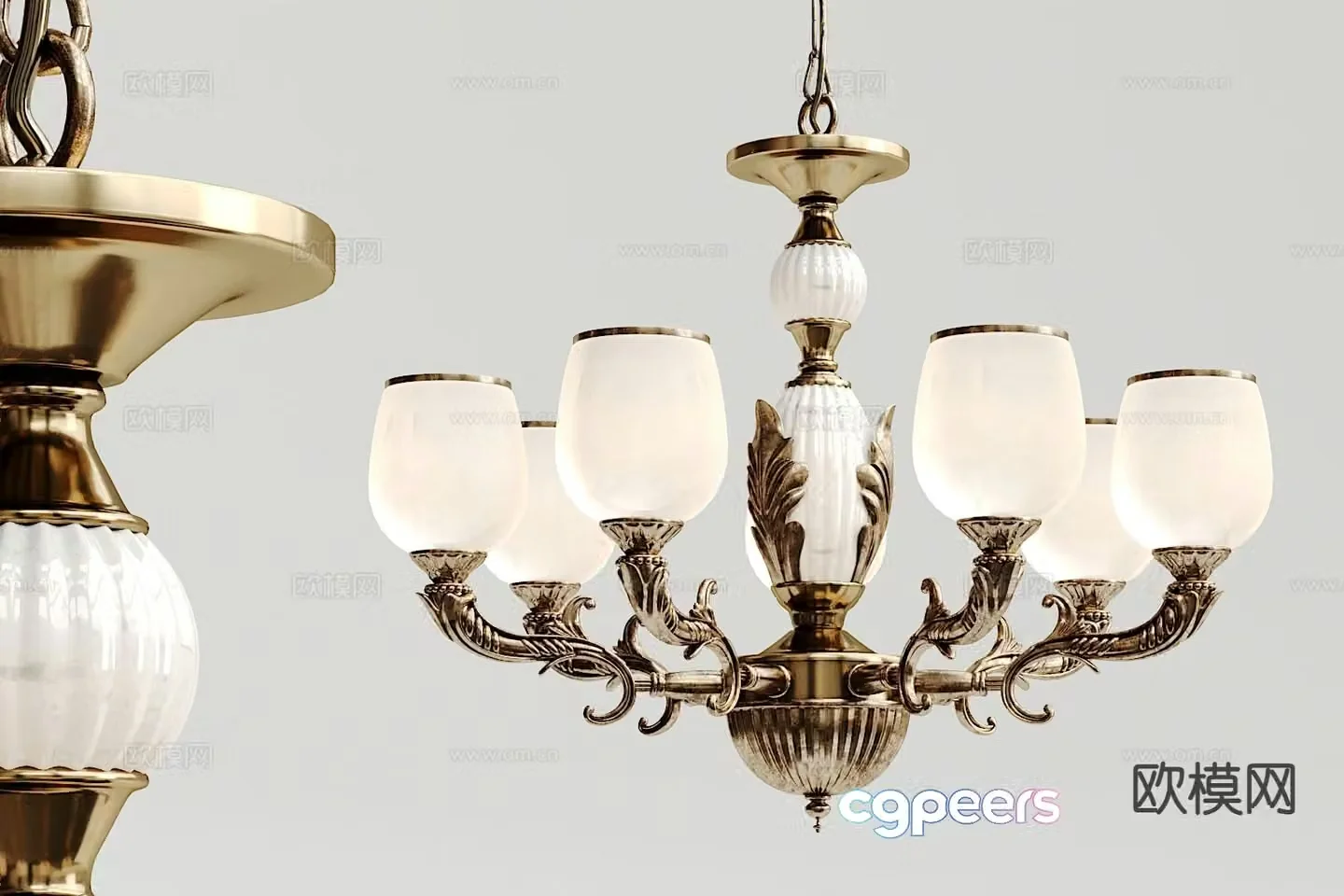 European classical chandelier hall chandelier 3d model
