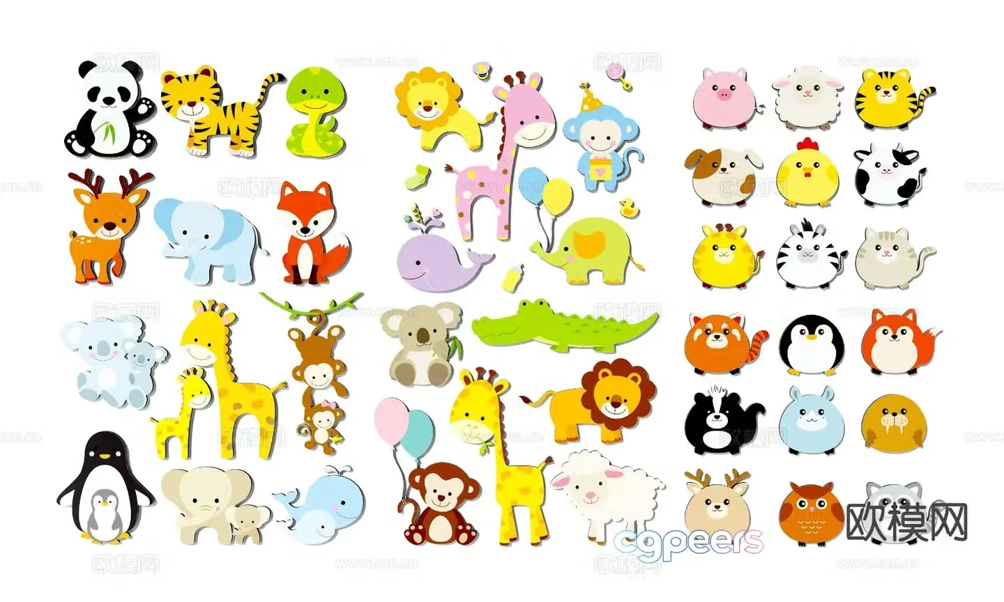 Cartoon silhouette animal magnet wall decoration 3d model