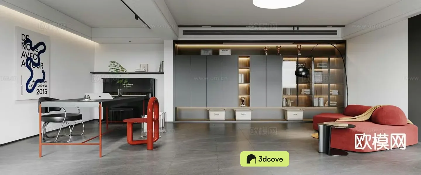 Modern study room fitness area